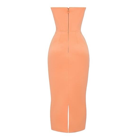 House of CB Strapless Corset Midi Dress in Orange Medium New Retails $255 - Picture 7 of 9